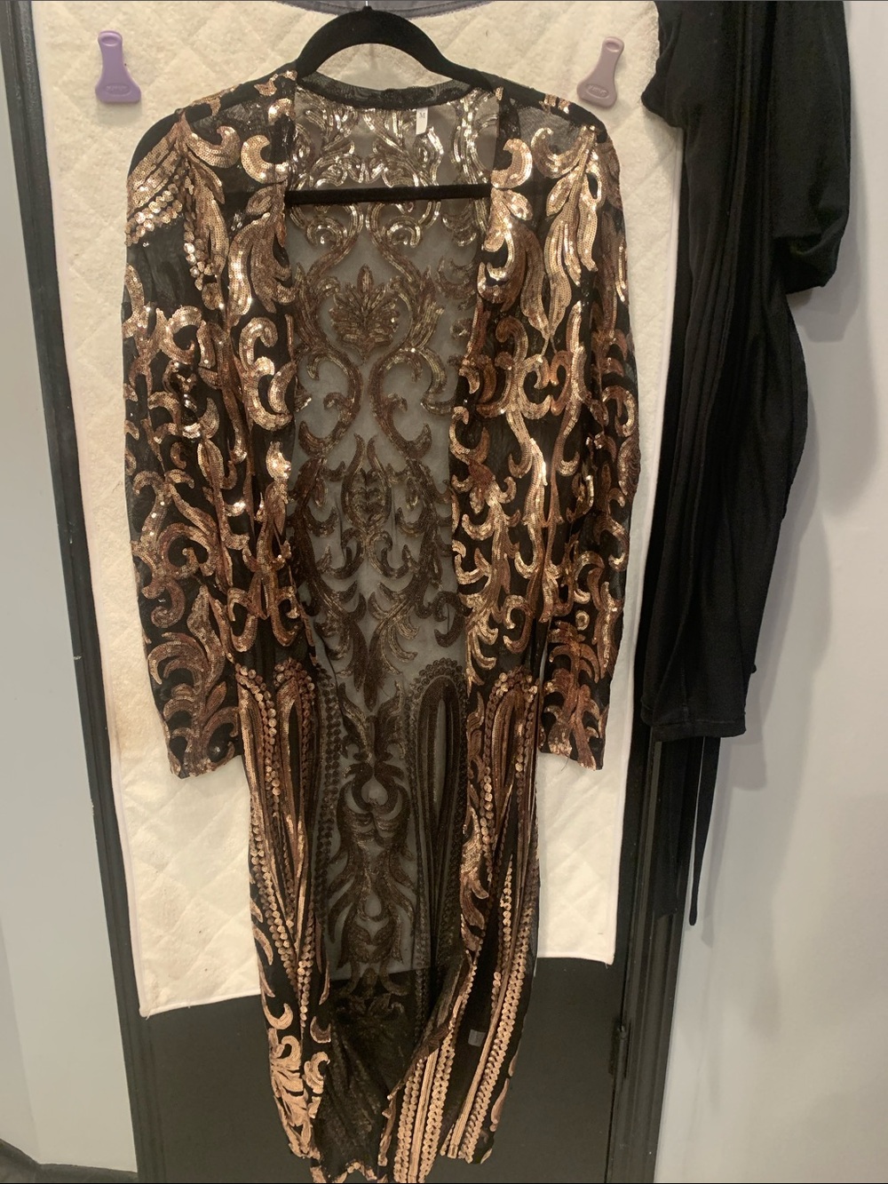 Black & Gold Sequin Long Jacket